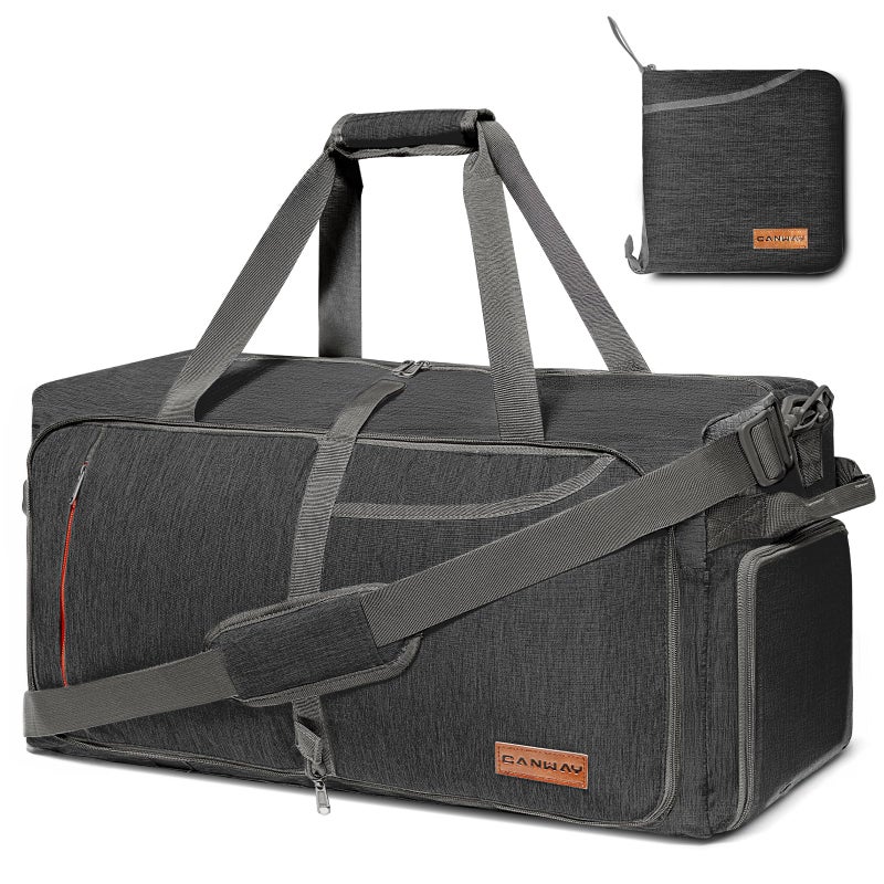 Canway 115L Travel Duffel Bag, Foldable Weekender Bag with Shoes Compartment for Men Women Water-proof & Tear Resistant (Panther Black, 115L) - Image 1